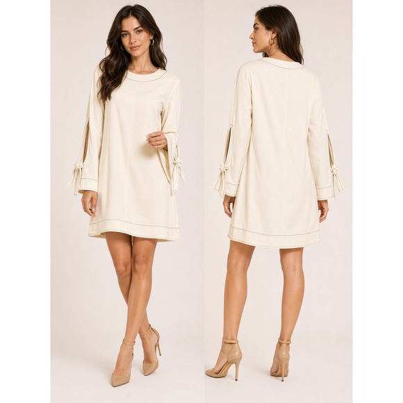 Laundry By Shelli Segal Dresses & Skirts - Laundry By Shelli Segal Womens Long Sleeve Shift Marshmallow Ivory Size 6